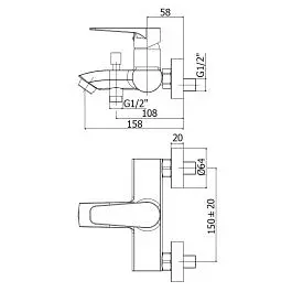 Смеситель для ванны Paffoni Orange с душевым гарнитуром chrome OG023CR, Хром - фото 2