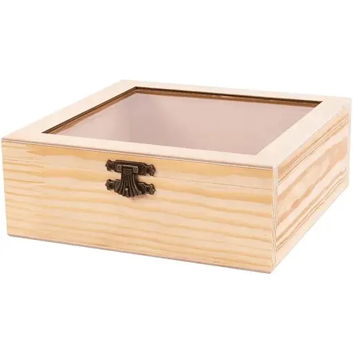 Скринька дерев'яна Rosa Talent з замком та прозорим верхом 20х20х8 см