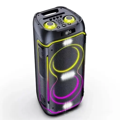 Портативна колонка ZXX-5515 з 2 мікрофонами та пультом Акустична система 80Вт 2x8" RGB підсвічування Чорний - фото 4
