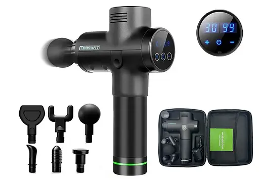 Массажный пистолет EasyFit Percussio (портативный перкуссионный вибромассажер для тела с 6 насадками) (EF-2073) - фото 1