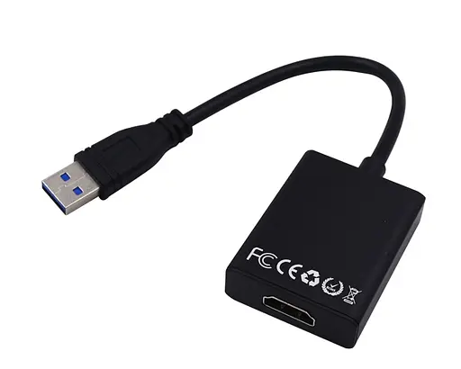 Перехідник USB 3.0 Type-A HDMI AF кабель 20 см чорний - фото 4