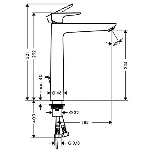 Змішувач Hansgrohe Talis E 240 для умивальника Brushed Black Chrome 71716340 Шліфований чорний хром - фото 2