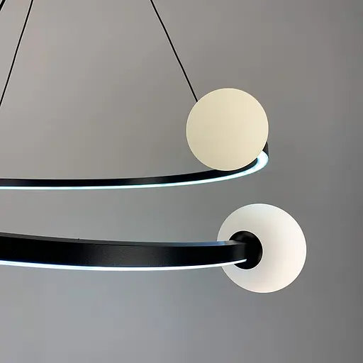 Чорна LED люстра Ring з 2 білими плафонами Ø 50 см | Арт. DE1C-500 BK | Line F - фото 2