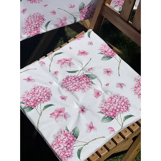 Водоотталкивающая подушка для стула с 3D принтом Гортензия 40х40 см розовая 8 шт. - фото 4