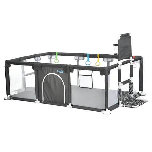 Дитячий манеж MR 1338-G, сірий, з баскетбольним кільцем