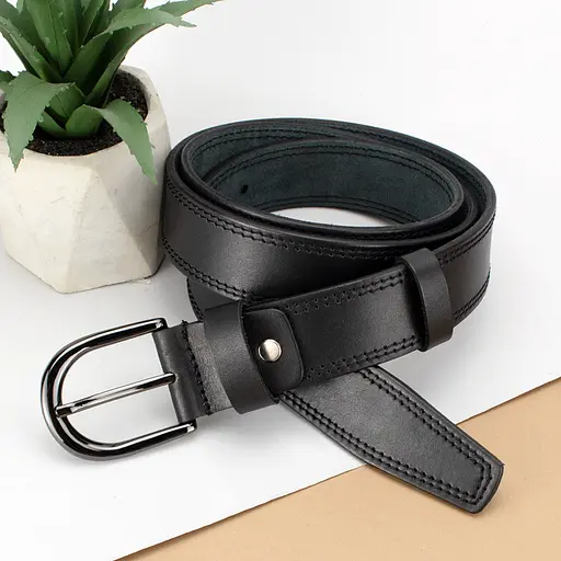 Ремень женский кожаный под джинсы SF-3554 XXL черный прошитый (145 см) - фото 4