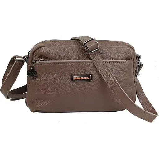 Женская кожаная сумка Borsacomoda на плечо коричневая sum0028719 - фото 1