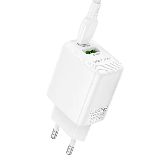 МЗП Borofone BN29 Fuente PD30W+QC3.0 (1USB-A/1C) White - фото 3