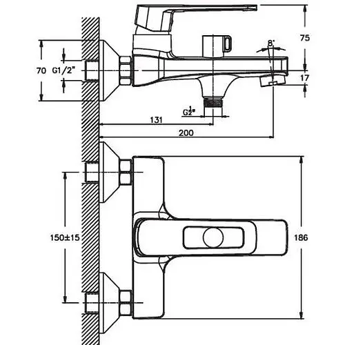 Смеситель для ванны Haiba ENIO 009 (HB0885) - фото 2