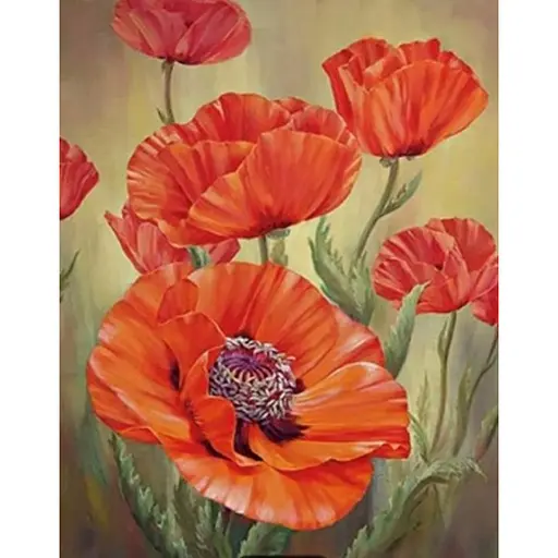 Алмазна мозаїка 40 * 50 см зі стразами на підрамнику Маки - фото 1