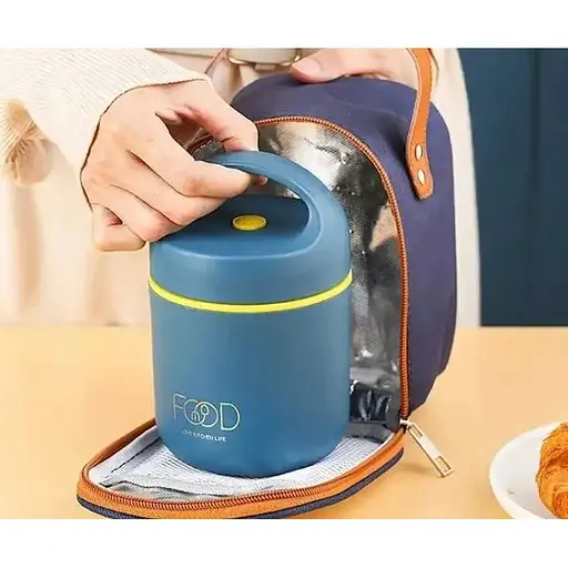 Термос для їжі - ланчбокс FOOD 0,49л харчовий термос з контейнером blue - фото 4