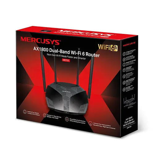Роутер Mercusys MR70X Wi-Fi 802.11ax, 1775Mb, 3 LAN 10/100/1000Mb, підтримка MU-MIMO/MIMO - фото 5