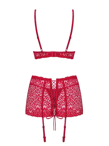 Комплект белья Obsessive Lividia S/M бордовый - фото 5