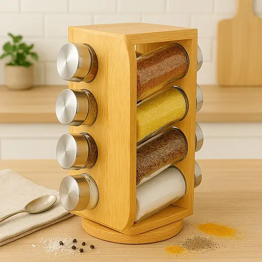 Набір баночок для спецій зі скла, органайзер Stenson спеція Woody MS-0371 8 шт. [MD] - фото 3