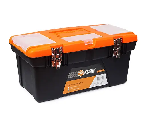 Ящик для инструментов Polax пластиковый с металлическим замком 19" (01-0144)