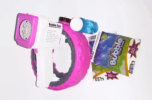 Пістолет з мильними бульбашками 777-30 A підсвічування, концентрат, мильний розчин, на батарейках, в коробці (6980590190128) Рожевий - фото 1