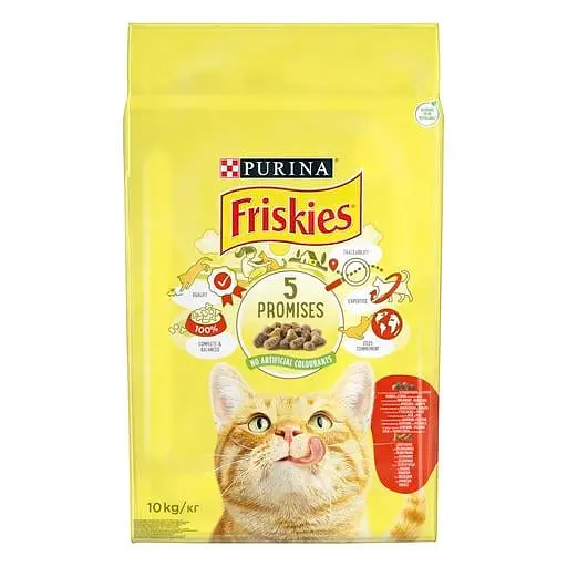 Уценка. Сухой корм для котов Friskies с говядиной, курицей и овощами 10 кг - фото 2