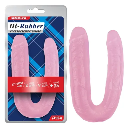 Двосторонній фалоімітатор Hi-Rubber Born To Create Pleasure 45 см рожевий - фото 2