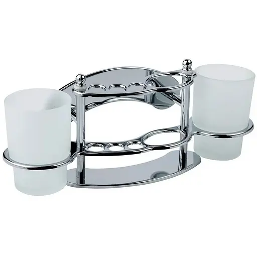 Склянка подвійна з тримачем для ванної кімнати Kroner KRM Rizze - ACC311 хром - фото 1