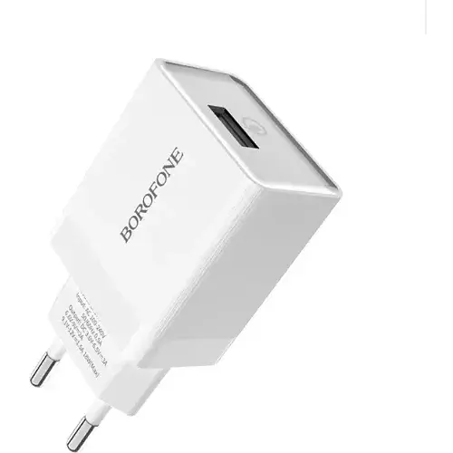 Мережевий зарядний пристрій з кабелем Borofone BA20A Sharp single port charger set(Micro) 10. 5W білий - фото 1
