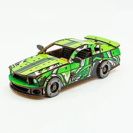 Деревянный 3D конструктор Mustang GT Puz-00640, 162 деталей - фото 3