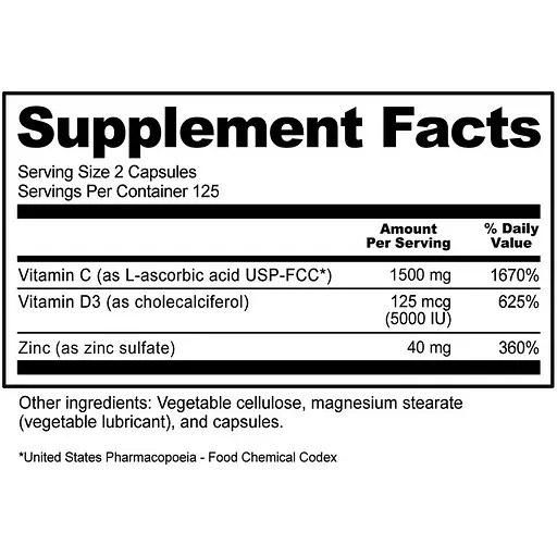 Диетическая добавка NutriBiotic Vitamin C + D3 & Zinc 250 капсул - фото 4