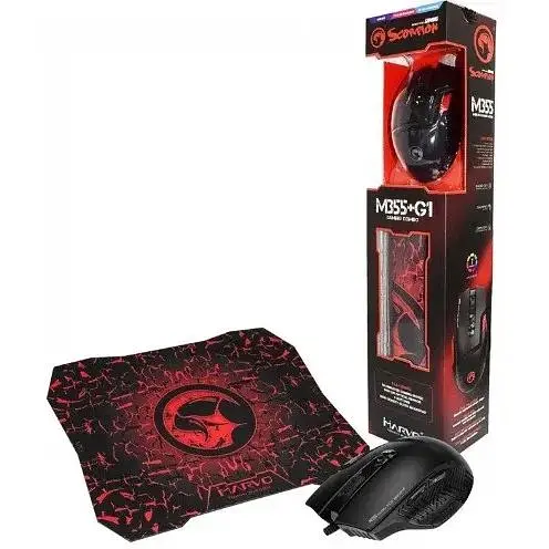 Мышь игровая Marvo M355 проводная оптическая с ковриком G1 для геймеров с разноцветной подсветкой - фото 2
