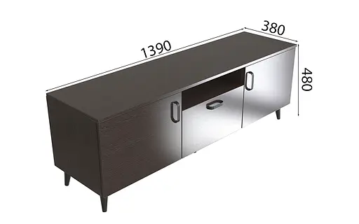 Лестер на конусних ніжках Ferrum-decor 48x139x38 Чорний метал ДСП Венге Магія 16 мм (FRD-106803) - фото 3