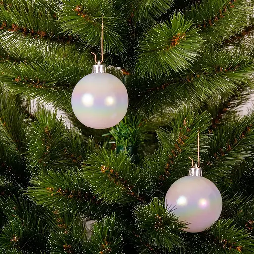 Комплект елочных шариков Chomik пластиковые 6 см белый перламутр 6 шт. (GIF3696) - фото 3