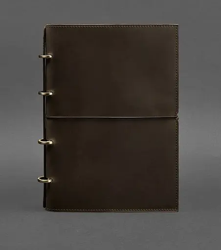 Шкіряний блокнот А4 на кільцях (Софт-бук) 9.0 в м'якій обкладинці темно-коричневий Crazy Horse - фото 1