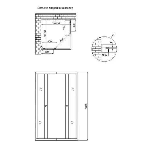 Душова кабіна Lidz Wawel SC80x80.SAT.LOW.GR LWASC8080SATLOWGR2 - фото 7