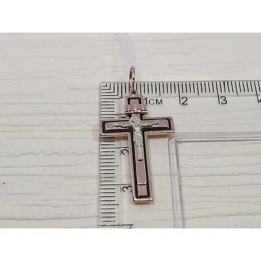 Золотой крестик Харьковская ювелирная фабрика Распятие Христа с эмалью. 173-ЭИН - фото 4