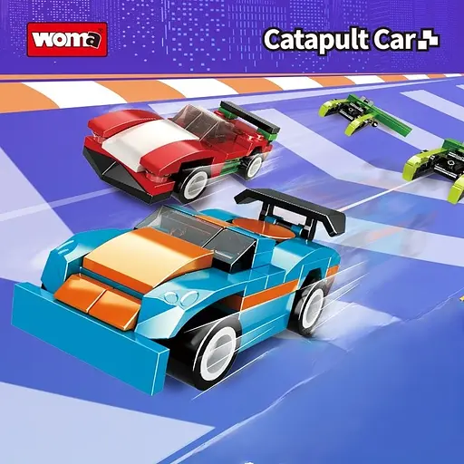 Конструктор детской машинки WOMA набор из 8 штук с катапультой из коллекции автомобили 560 деталей - фото 8