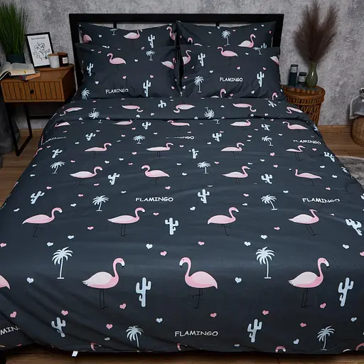 Комплект постільної білизни Moon&Star Satin Elit Flamingo Двоспальний 175х210 см наволочки 2х70х70 см - фото 6