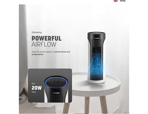 Башенный вентилятор KEPLIN 13" пульт дистанционного управления, сенсорная панель, светодиодная подсветка, 3 скорости - фото 2