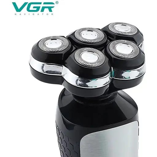 Чоловіча акумуляторна роторна електробритва шейвер VGR V-385 LED дисплей 5Вт LI-on 1200 mAh чорна - фото 3