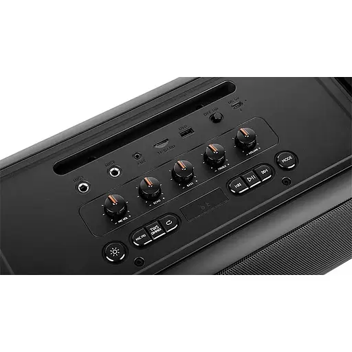 Колонка портативна 2.0 Real-El X-795, Black, 70 Вт (2 x 35 Вт), Bluetooth 5.3, TWS, RGB підсвічування, AUX / USB / microSD, пластик, два мікрофонні входи з функцією місяць, акумулятор (7000 mAh, Type-C), пульт ДК - фото 6