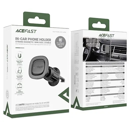 Автодержатель для телефона Acefast D50 magnetic car holder for air vent черный - фото 2