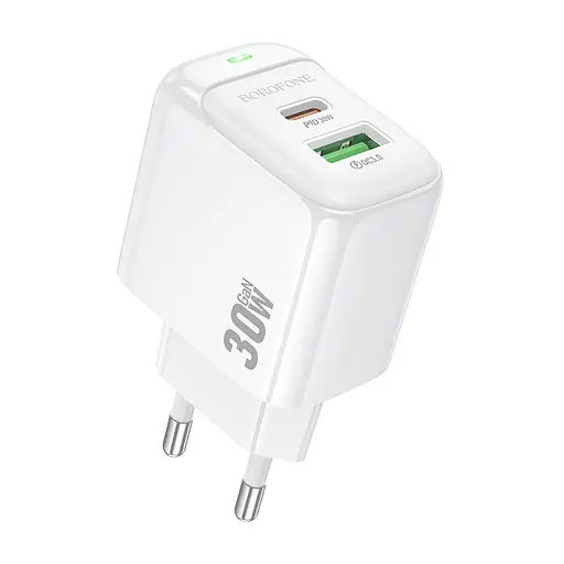 Сетевое зарядное устройство для Borofone BAS45A Potential PD30W+QC3. 0 charger(EU) белый - фото 2