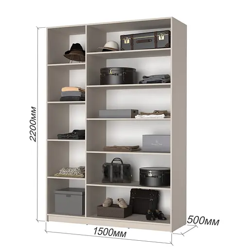 Шафа 3-дверна з антресоллю MebelStar Оскар ДСП BL-B, 4 додаткові полиці 150x52x260 см Антрацит (MBS-4980) - фото 3