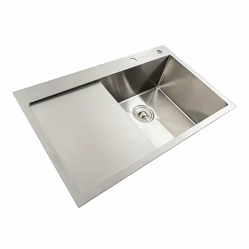 Кухонная мойка нержавейка 78x48 R Platinum Handmade (два отверстия, круглый сифон 3,0/0,8), Нержавеющая сталь - фото 4