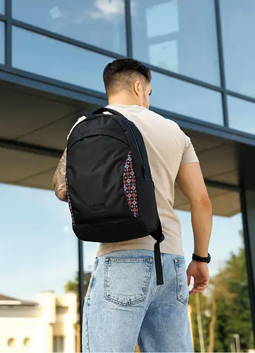 Чоловічий рюкзак Sambag Zard LZN чорний тканевий принт 43 х 27 х 13 см (25000148m) - фото 2