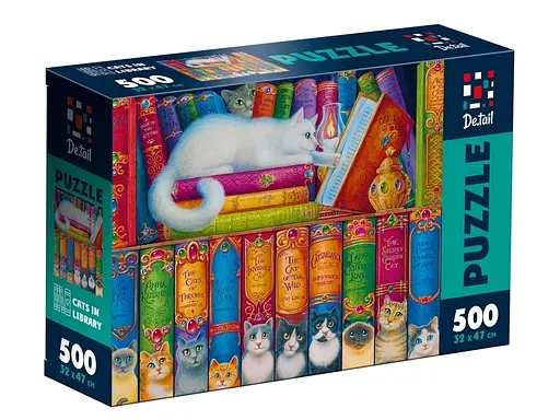 Пазли De.tail Коти в бібліотеці, 500 деталей, DT500-11