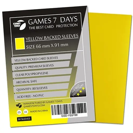 Аксесуар Games 7 Days Протектори для карт Games7Days 66 х 91 мм MTG, 80 шт. Yellow PREMIUM (GSD-YE6691) - фото 1