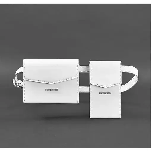 Набір жіночих білих шкіряних сумок Mini поясна / кроссбоді - фото 1