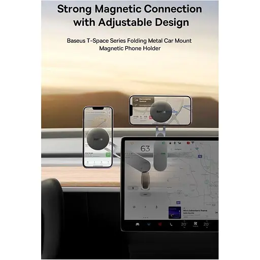 Автотримач Baseus T-Space Magnetic Frost Silver (C40151300S11-00) [142360] - фото 7