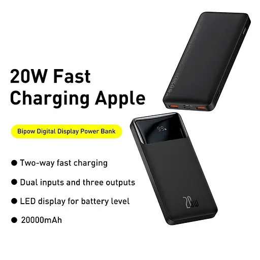 Портативний акумулятор - павер-банк Baseus Bipow Digital Display OS 20000 mAh 20 W (PPBD050501) - фото 8