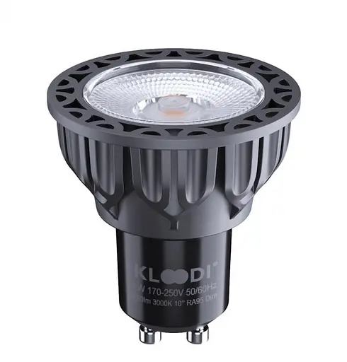 Лампа LED GU10 5WCOB 3000К 450Lm DIM KLOODI KDGU10-QL 5WCOB 3K 10D BK DIM - фото 1