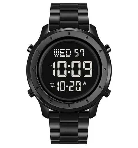 Чоловічий наручний електронний годинник Skmei 1864 (Чорний з браслетом)