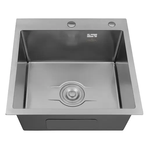 Кухонная мойка Kroner Derby-5050HM Brush + сушка для посуды, смеситель и дозатор (CVS30137) - фото 7